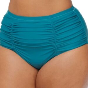Raisins Curve Teal Costa HiWaist Ruched Full Coverage Swim Bottom Size 22W NWT